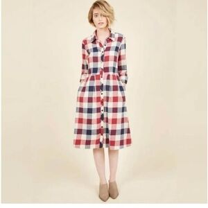 Modcloth Flannel Check Jamberry Dress